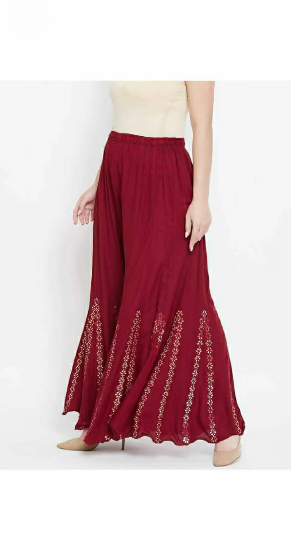 Mominos Fashion Maroon Mirror Palazzo | Grocsy
