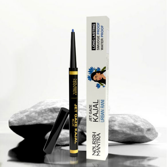 Nourish Mantra Jet Gaze Kajal Urban Rani - Blue with Almond Oil & Vitamin E | Grocsy