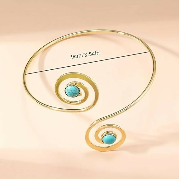 Joban Fashion Sky Blue Alloy Fancy Spiral Cuff Armlet | Grocsy