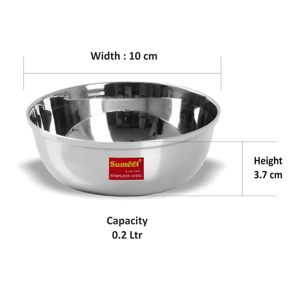Sumeet Stainless Steel Heavy Gauge Bowl Wati Set - 200 ml | Grocsy
