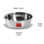 Sumeet Stainless Steel Heavy Gauge Bowl Wati Set - 200 ml | Grocsy