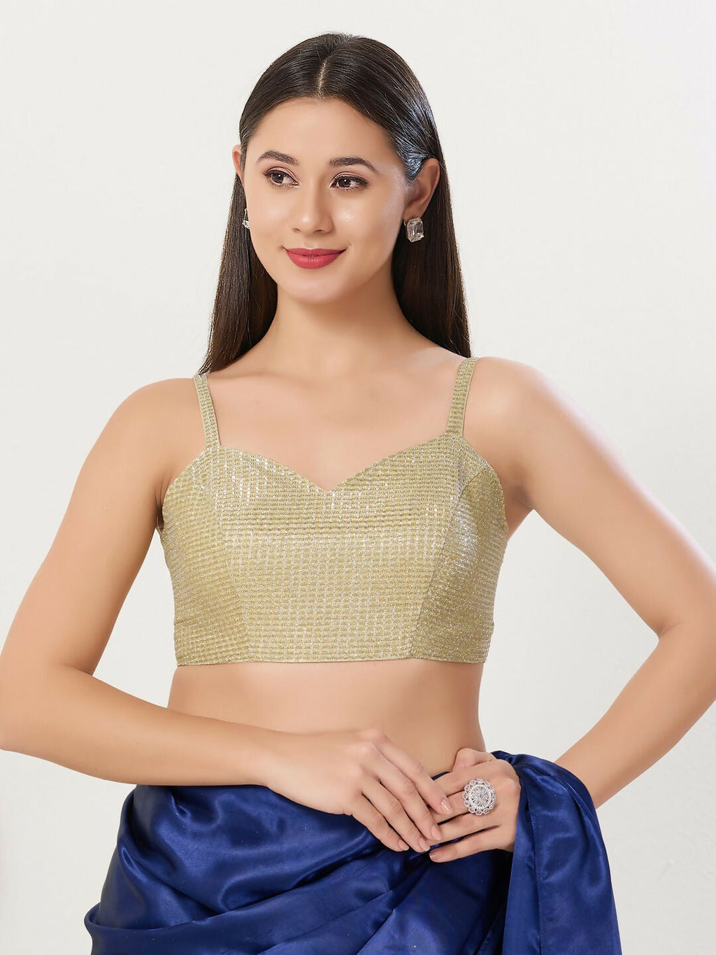 Joban Fashion Women Polyester Gold Stitched Blouse | Grocsy