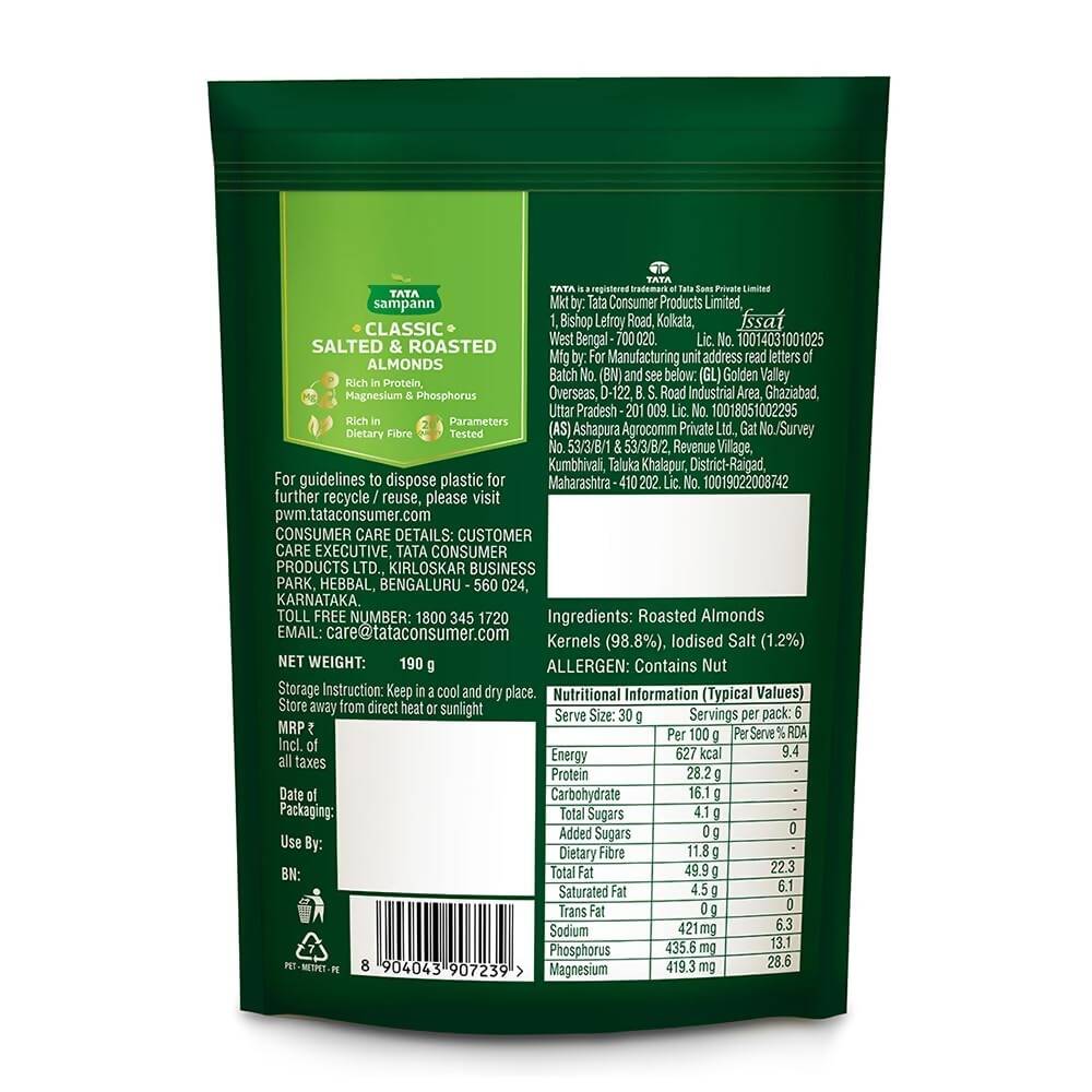 Tata Sampann Classic Salted & Roasted Almonds | Grocsy