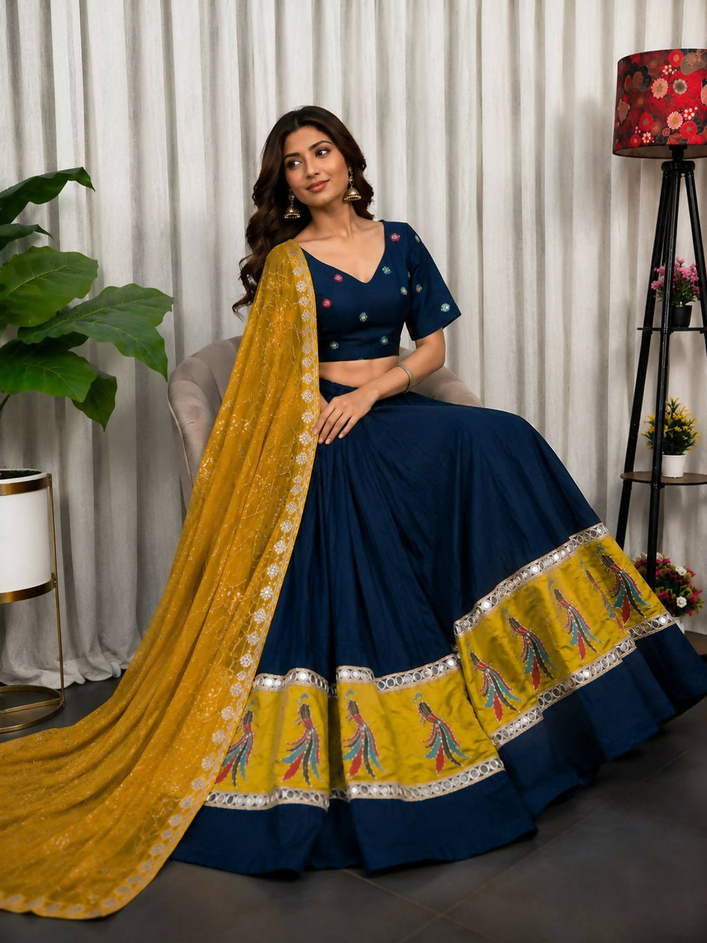Lehenga Mart midnight Navy Designer Navratri Lehenga Choli for Women | Grocsy