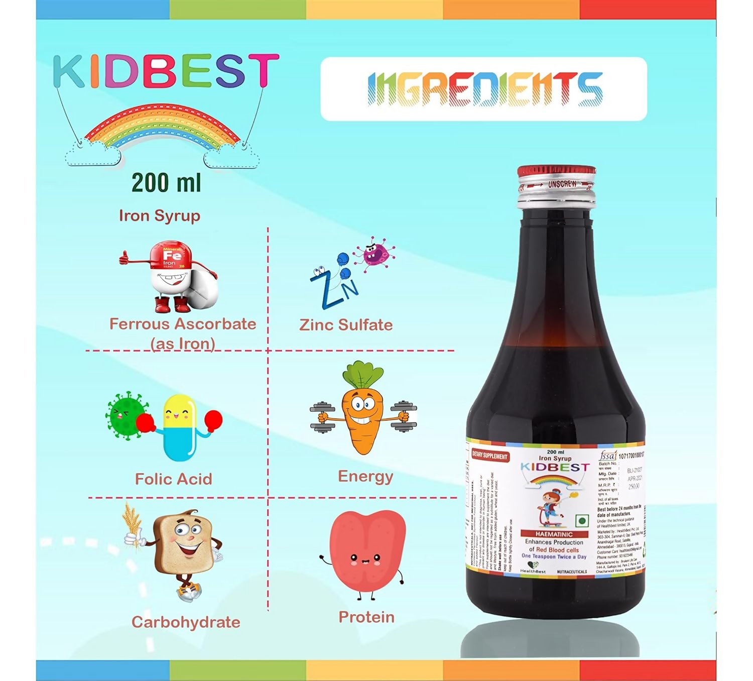 HealthBest Kidbest Iron Syrup | Grocsy