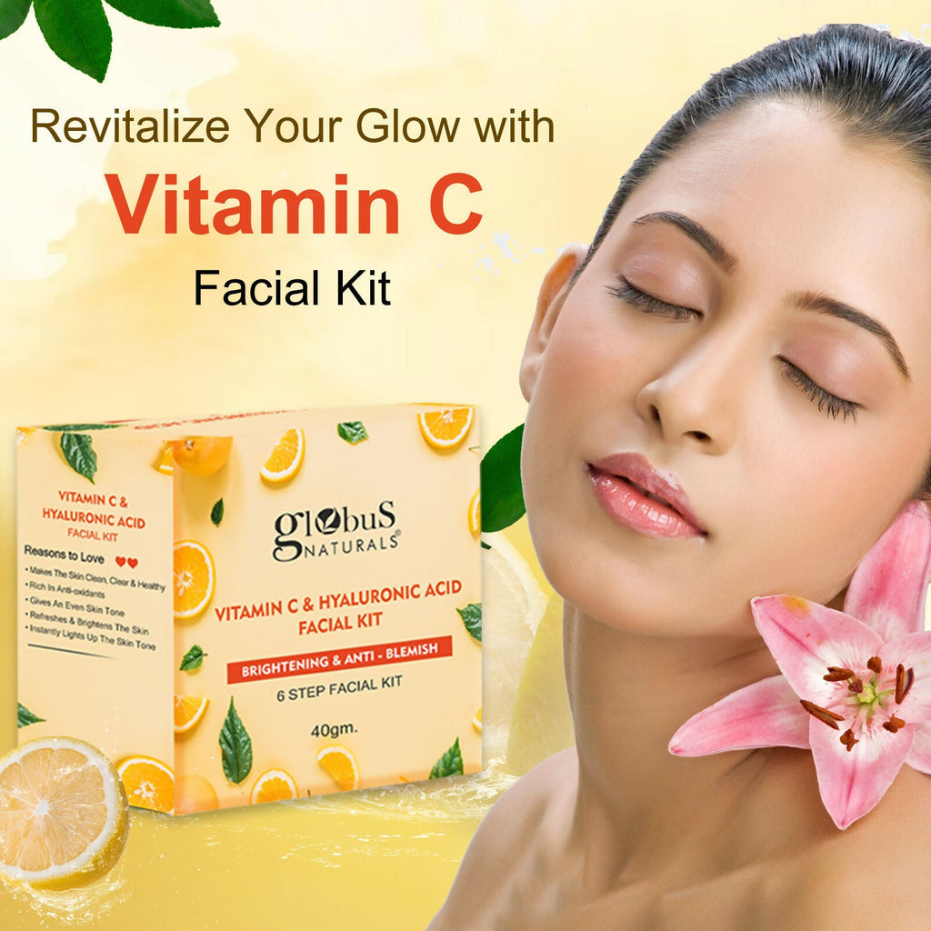 Globus Naturals Vitamin C & Hyaluronic Acid Facial Kit | Grocsy