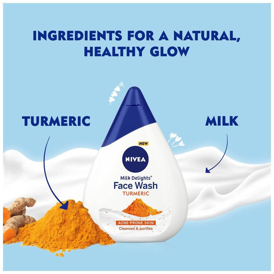 Nivea Milk Delights Turmeric Face Wash For Acne Prone Skin | Grocsy