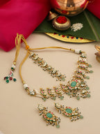 Ruby Raang Rajkumari Necklace With Earrings And Maang Tikka | Grocsy