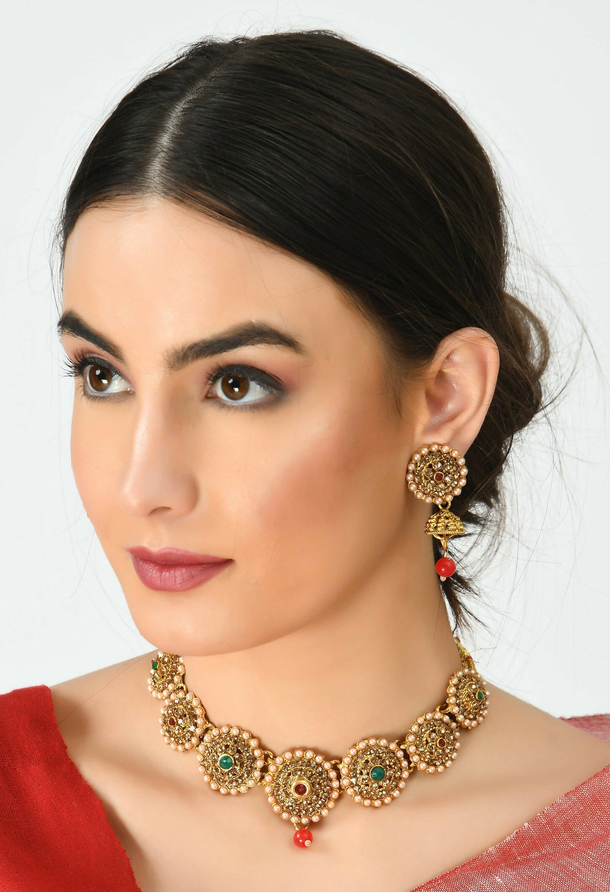 Mominos Fashion Johar Kamal Gold-Polished Brass Finish Kundan Choker For Women (Golden) | Grocsy