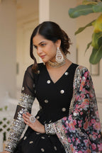 Joban Fashion Black Georgette Sequence Embroidery Work Kurta Set | Grocsy