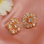 Round Kundan Studs (Gold) - Ruby Raang | Grocsy