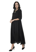 Women's Black Flared Kurti With Front Round Neck And Back Neck With Deep With Dori And Tassels - G & A Apparels | Grocsy