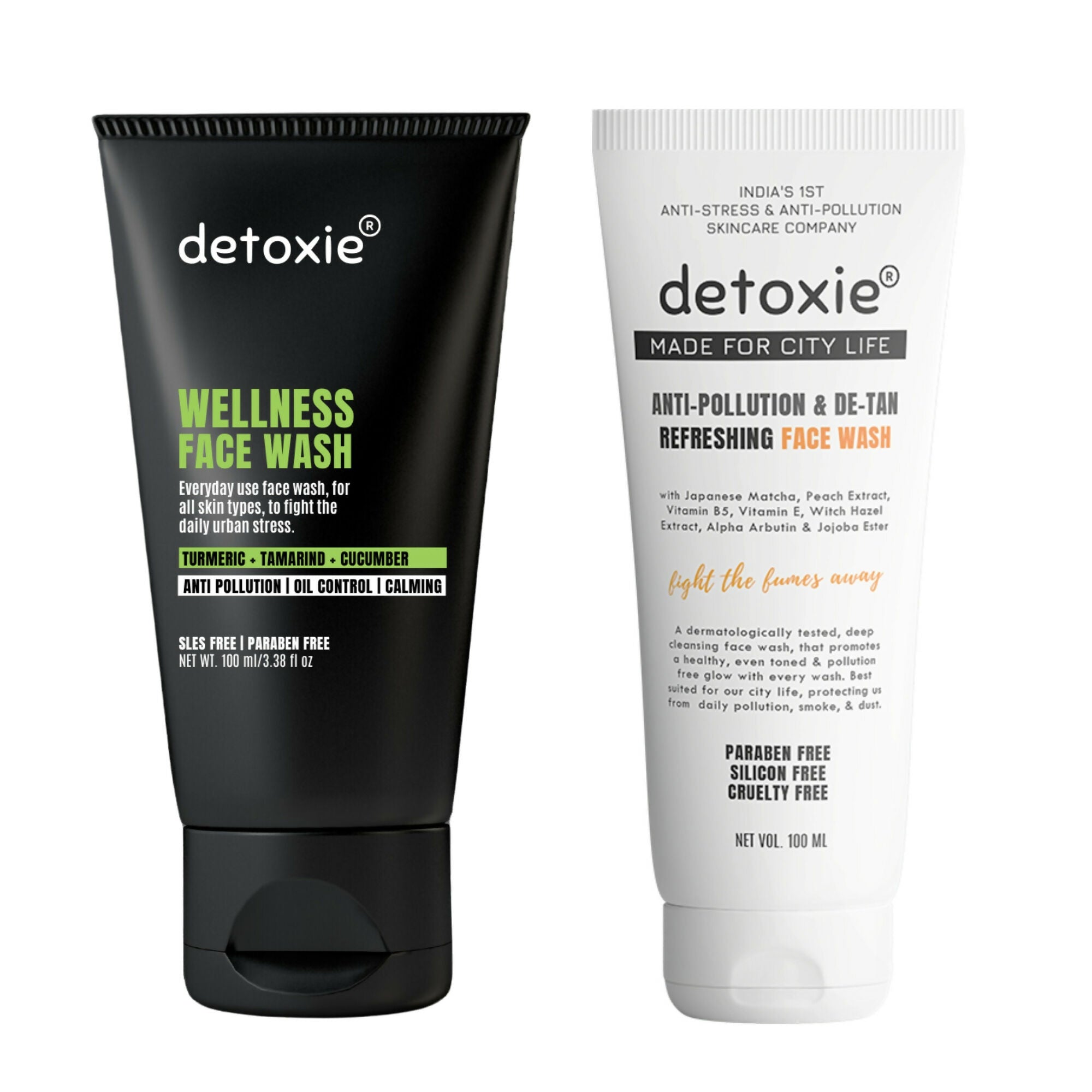 Detoxie Refreshing Face Wash Combo (Anti-Pollution + Wellness Face Wash) | Grocsy
