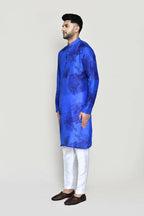 Joban Fashion Royal Blue Colored Cotton Silk Fabric Kurta With Straight Fit Pant | Grocsy