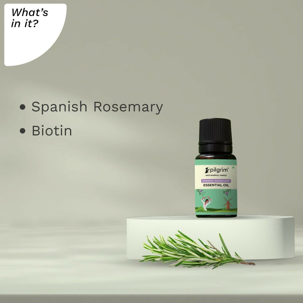 Pilgrim Spanish Rosemary Essential Oil For Hair Growth, Hair Fall Control & Hair Strengthening | Grocsy