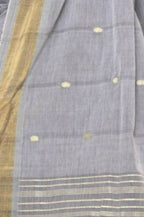 Very Much Indian Handloom Grey Cotton Paithani With Radha Krishna Pallu | Grocsy