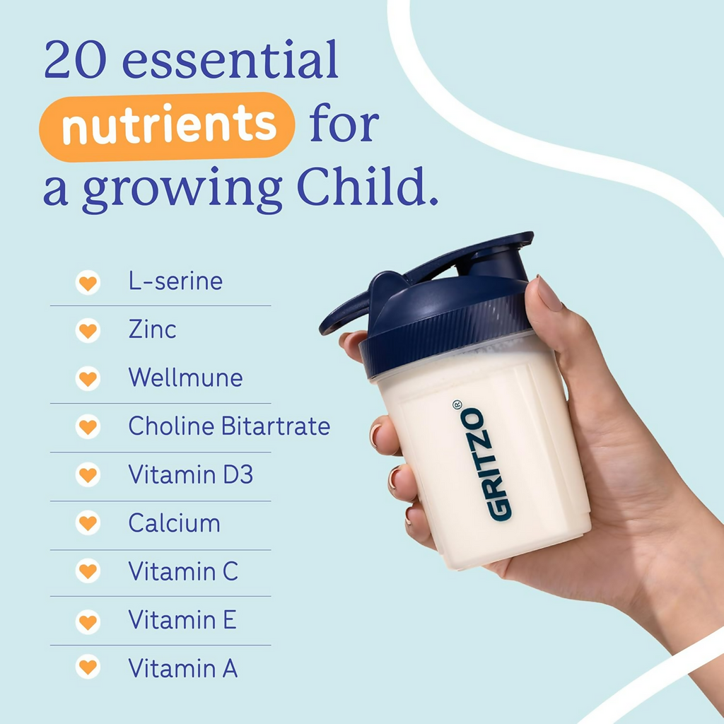 Gritzo SuperMilk Overall Growth (2-6y Boy & Girl), 6g Protein Powder (Creamy Vanilla) | Grocsy