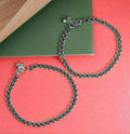 Mominos Fashion Traditional Oxidised Silver Plated Anklets | Grocsy