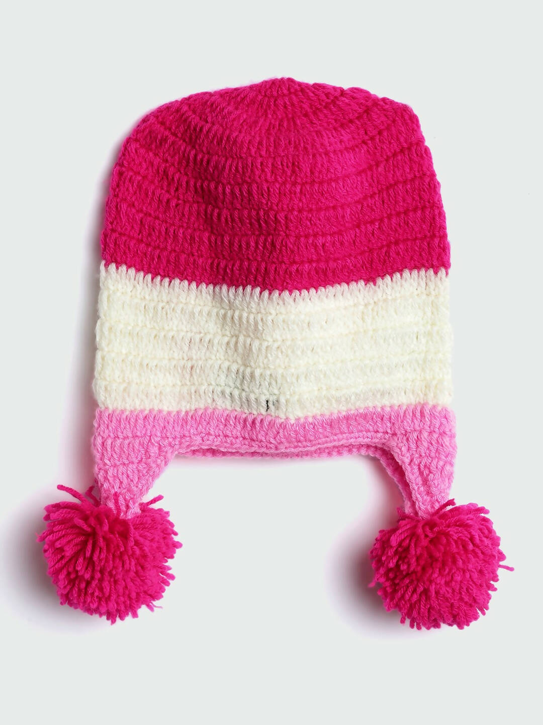 Chutput Kids Woollen Hand Knitted Flower And Animal Detailed Cap - Pink | Grocsy