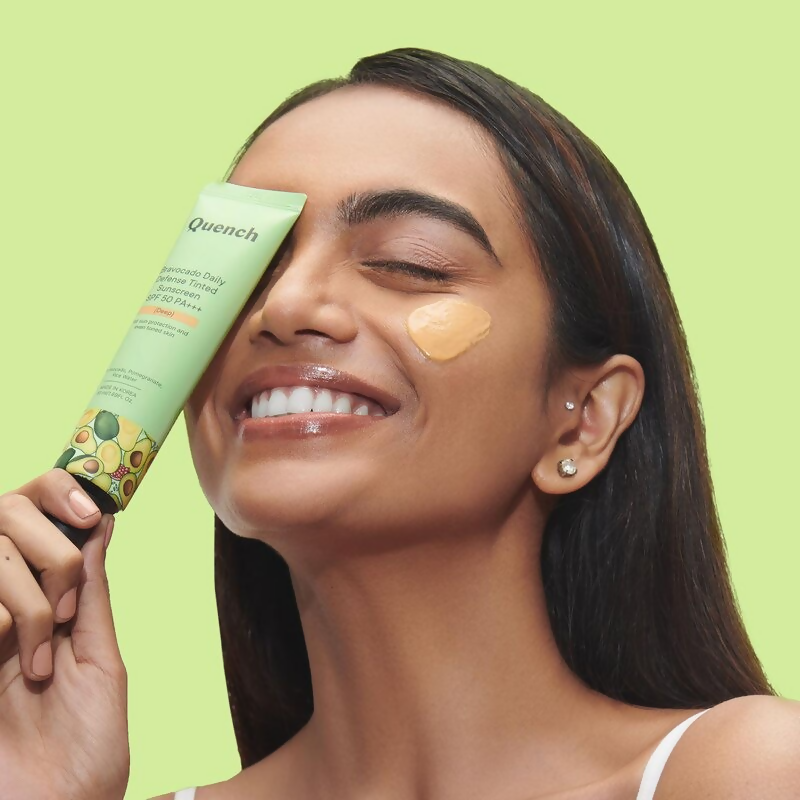 Quench Vitamin E Tinted SPF 50 Sunscreen PA+++ with both Mineral & Chemical Actives (Deep) | Grocsy