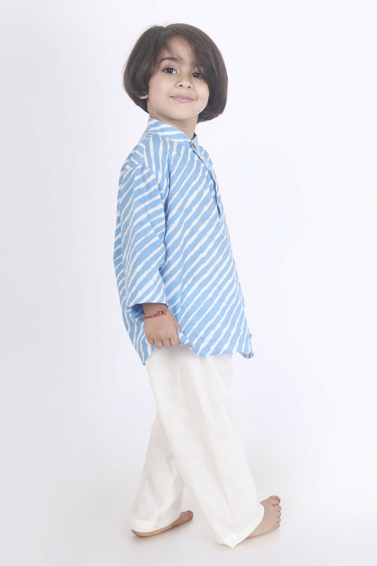 Breathables Kids Cotton Night Suit – Blue Striped Kurta & Pyjama Co-Ord Set For Boys & Girls | Grocsy