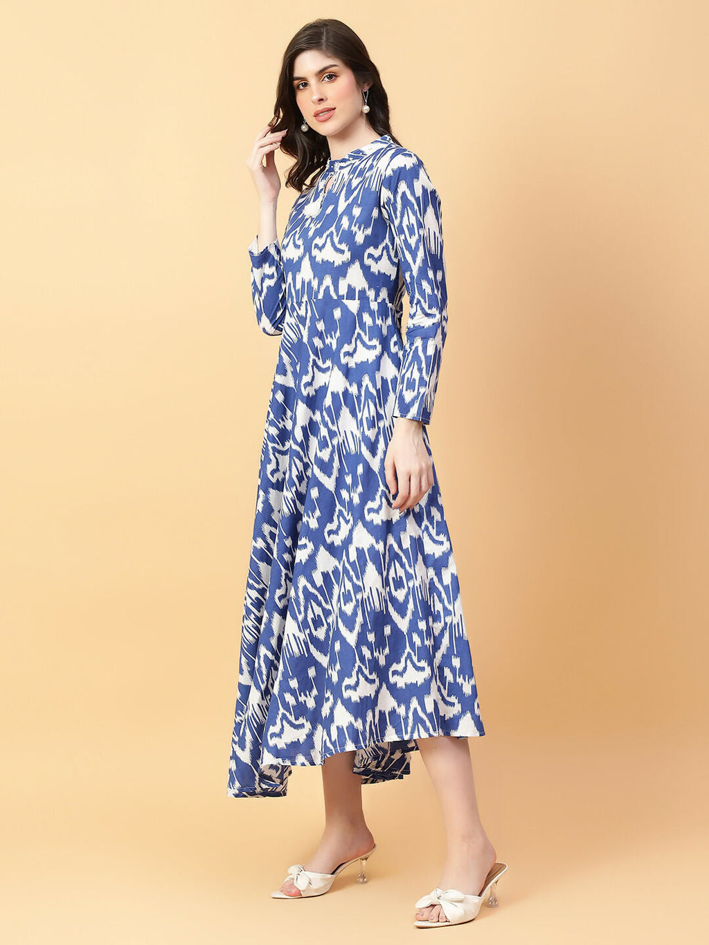 Joban Fashion Blue Cotton Printed & Hand Work Dress | Grocsy