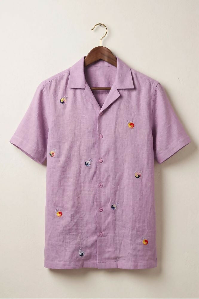 Airloom — Lavender Embroidered Linen Shirt by Hilo Design | Grocsy