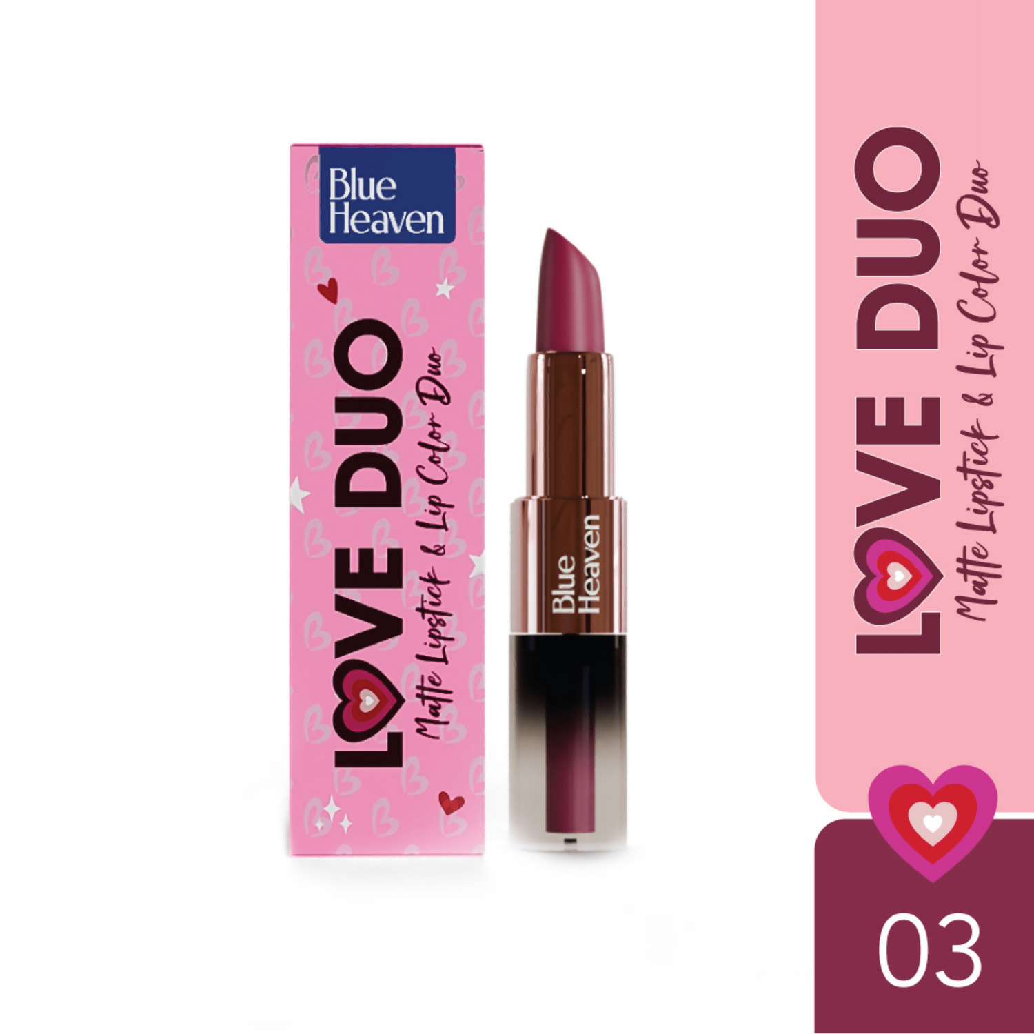 Blue Heaven Love Duo 2 In 1 Dual Sided Lipstick - 03 | Grocsy