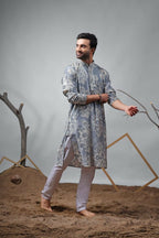 Blue Modal Designer Printed Kurta Set - Mahotsav | Grocsy