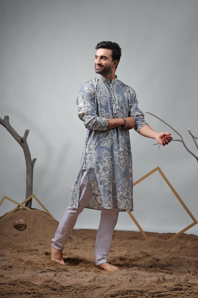 Blue Modal Designer Printed Kurta Set - Mahotsav | Grocsy