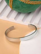 NVR Men Silver Stainless Steel Cuff Bracelet | Grocsy
