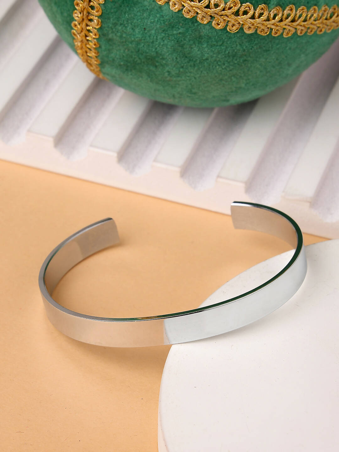 NVR Men Silver Stainless Steel Cuff Bracelet | Grocsy