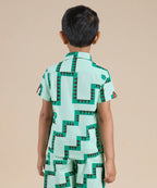 Snakes and Ladders Boys Green Table Print Shirt from Siblings Collection | Grocsy