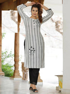 Vamika Embroidery Rayon White Party Wear/Casual Wear Kurta Set/Suit | Grocsy