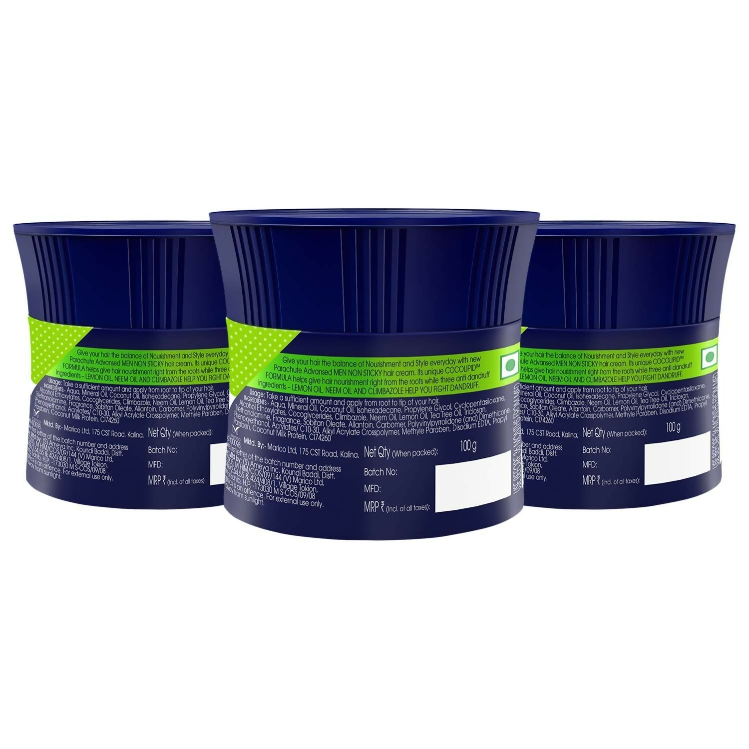 Parachute Advansed Men Hair Cream, Anti-Dandruff, With Lemon & Neem | Grocsy