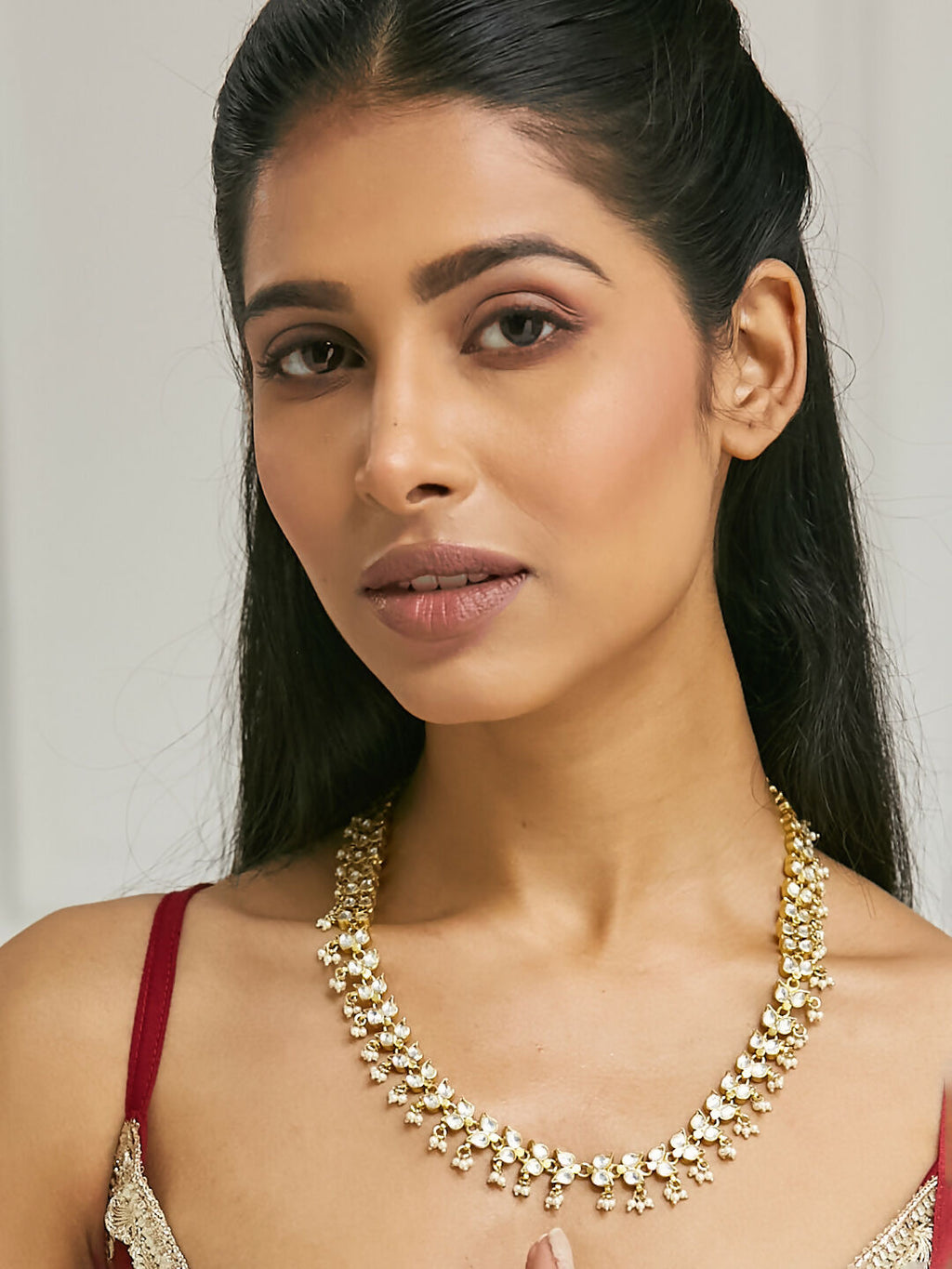 Nuyug 22K Gold-Plated Kundan & Pearl Studded Matha Patti Head Jewellery | Grocsy