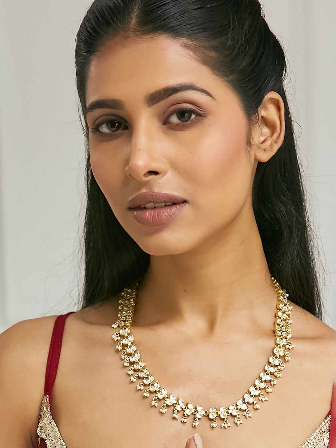 Nuyug 22K Gold-Plated Kundan & Pearl Studded Matha Patti Head Jewellery | Grocsy