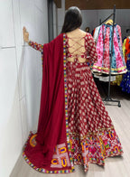 Yash Enterprise Multicolor Rayon Cotton Embroidery Semi Stitched Navratri Chaniya Choli | Grocsy
