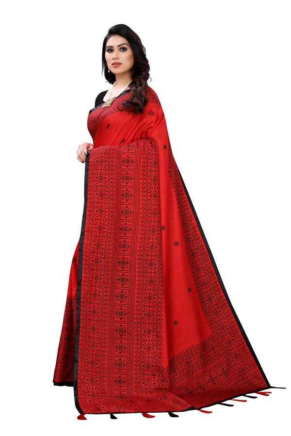 Vamika Red Sana Silk Printed Saree (Nihal Red) | Grocsy