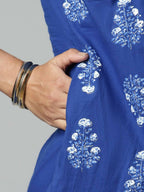 Ahalyaa Womens Beautiful Royal Blue Pure Cotton Printed Kurtas | Grocsy