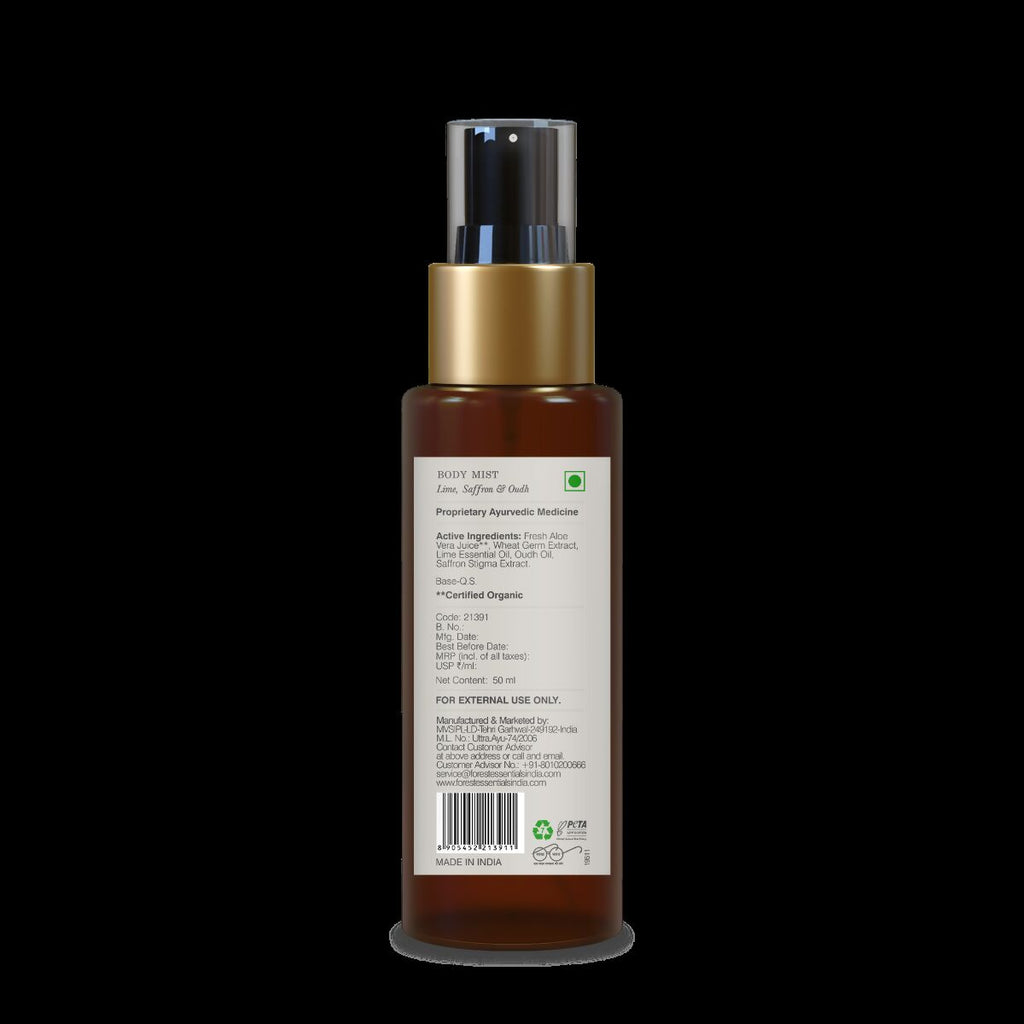 Forest Essentials Scented Body Mist Lime Saffron & Oudh | Grocsy