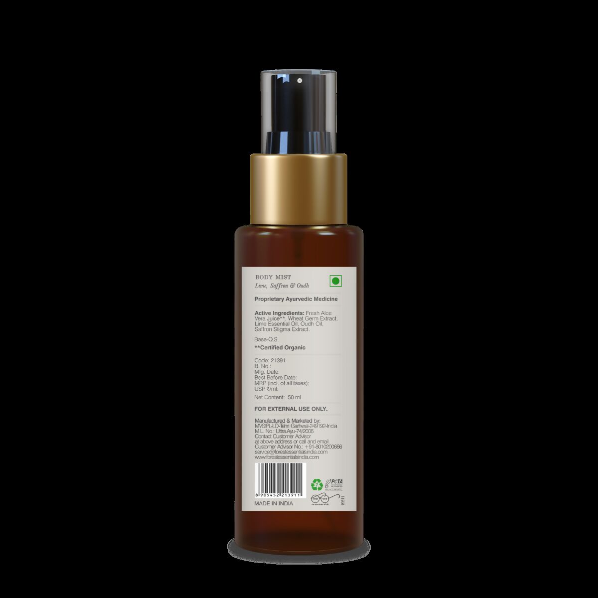 Forest Essentials Scented Body Mist Lime Saffron & Oudh | Grocsy