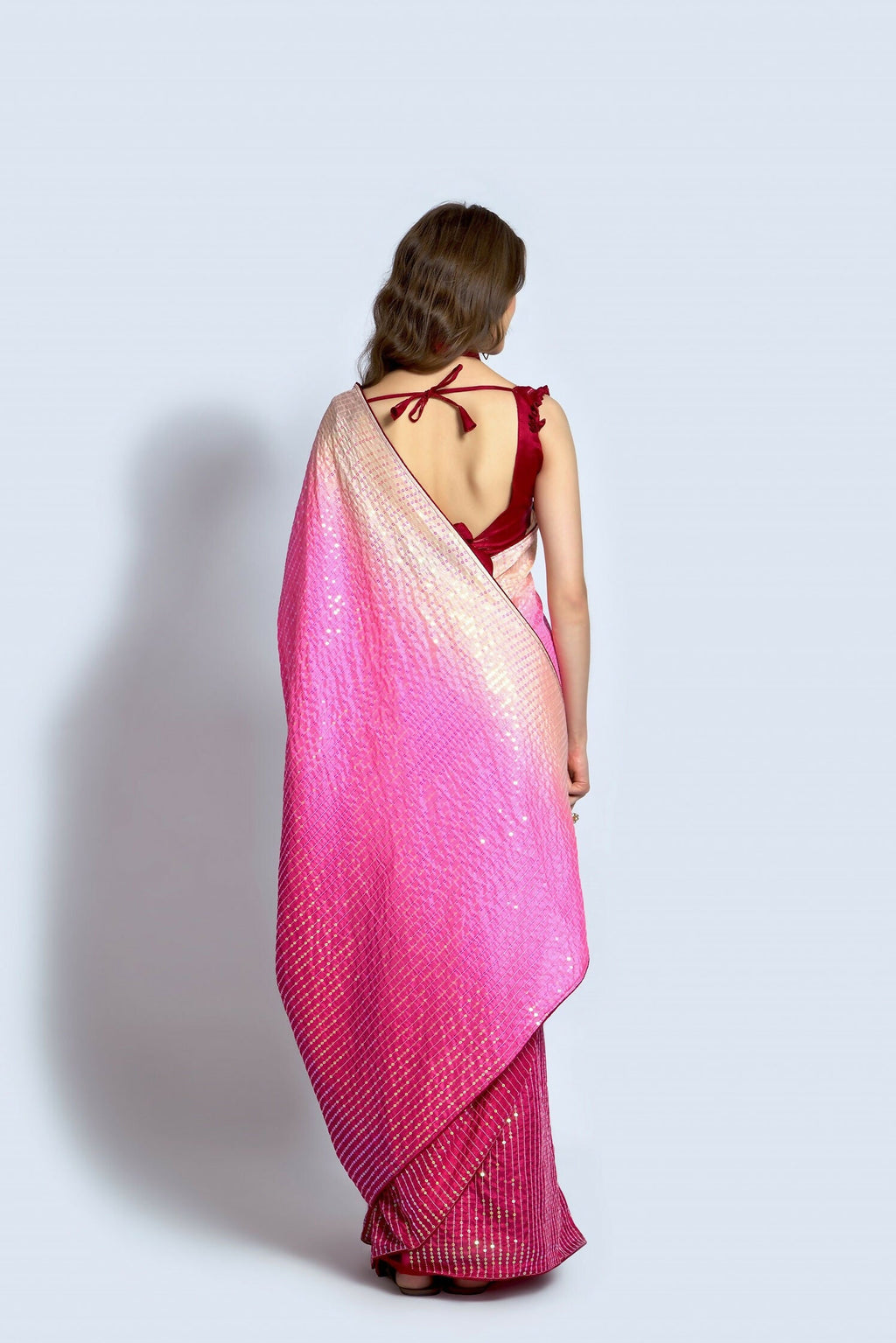 Vegaa Fashion Pink Vichitra Silk Embroidered Party Wear Saree | Grocsy