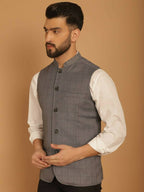 Even Apparels Nehru Jacket With Welt Pockets - Grey | Grocsy
