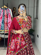 Yash Enterprise Multicolor Rayon Cotton Embroidery Semi Stitched Navratri Chaniya Choli | Grocsy