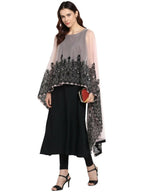Ahalyaa Women's Beautiful Black Crepe Printed Kurta with Attached Dupatta | Grocsy