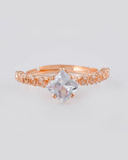 VOJ white CZ-detail Stainless Steel Cubic Zirconia Gold-Polished adjustable finger Ring | Grocsy