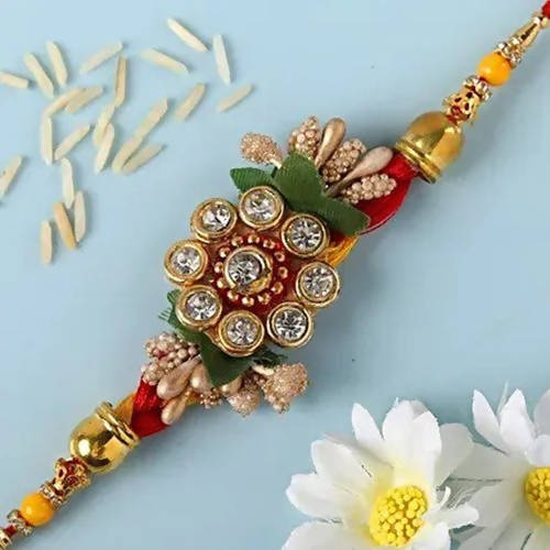Designer Antique Rakhi & Kaju Katli Box | Grocsy