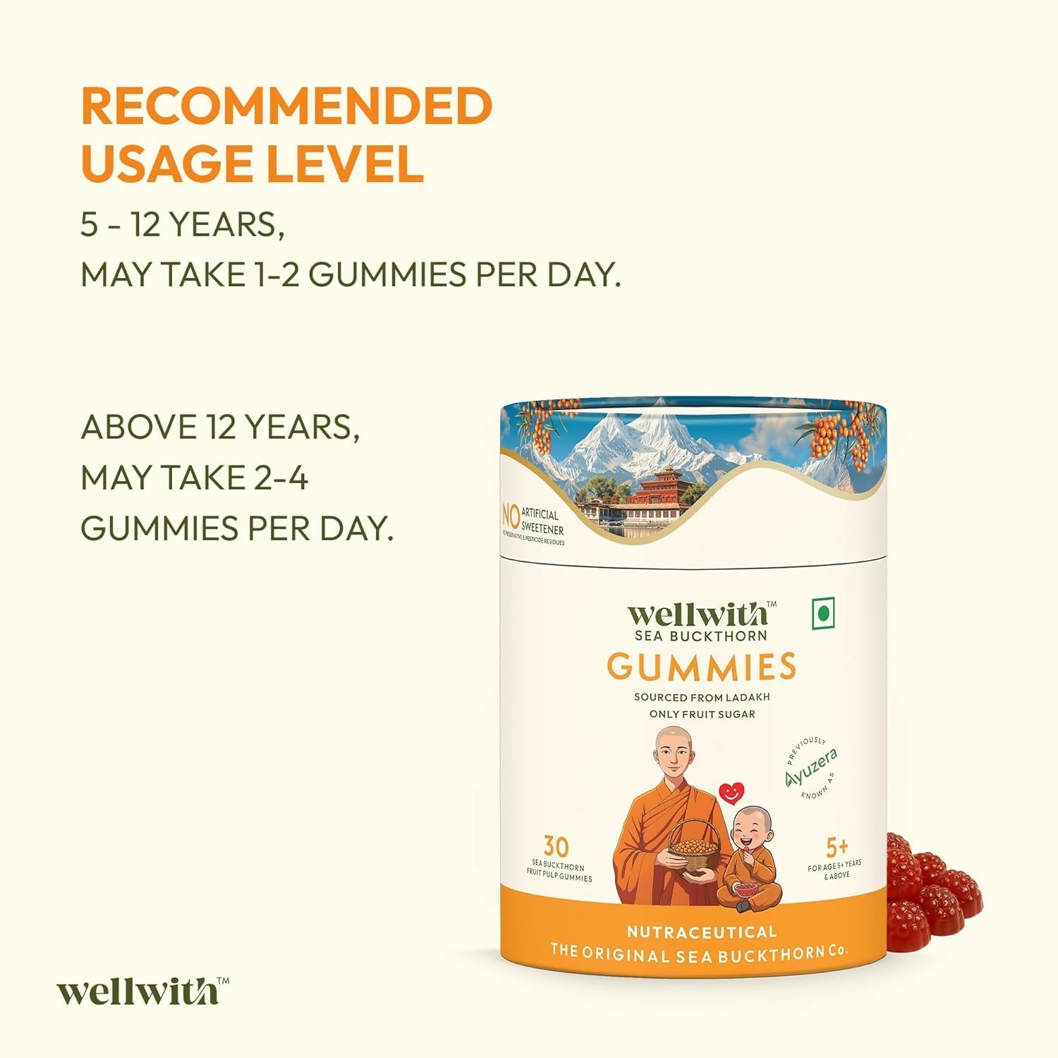 Wellwith Sea buckthorn Vitamin C Rich, multivitamin supplement, Immunity Gummies | Grocsy