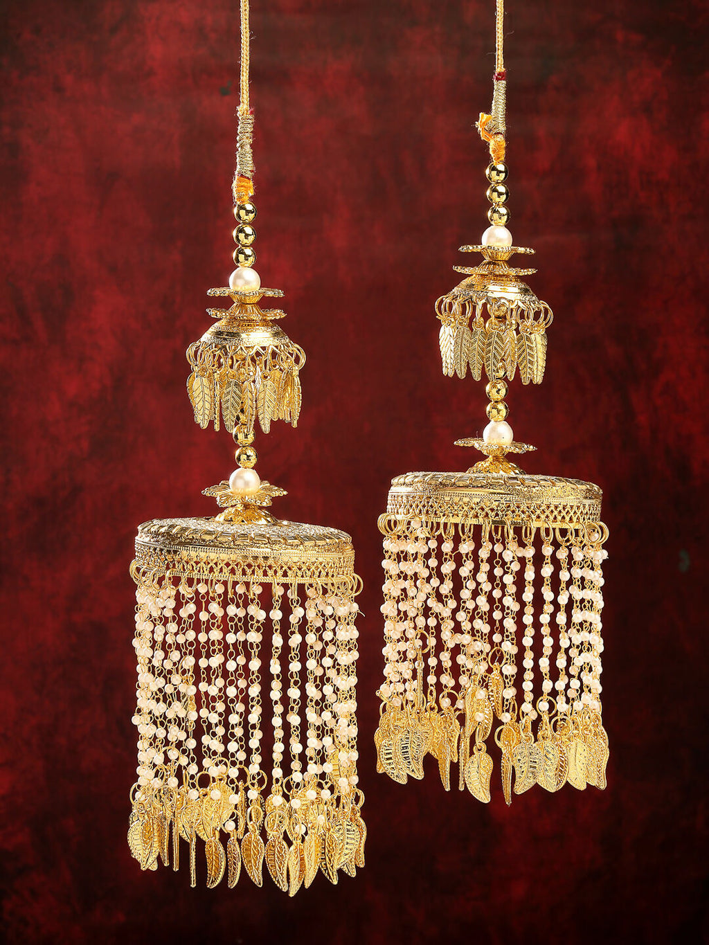 NVR Women's Pack Of 2 Gold-Polished Kundan Bridal Heavy Kaleera Sets | Grocsy